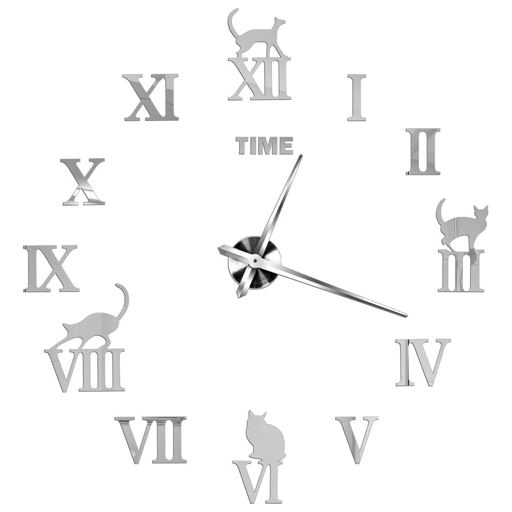 Katten wandklok sticker